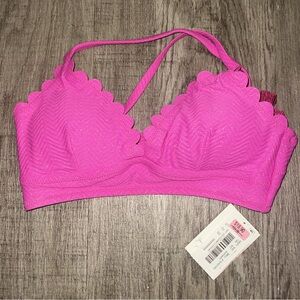 Jessica Simpson Under the Sea Scalloped Edge Cropped Cami Swim Top